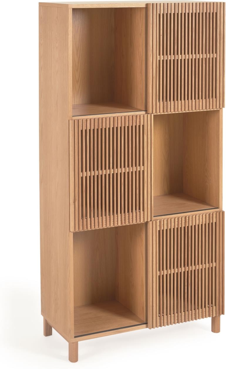 Højskab Reol Kave Home Beyla Natur Egetræsfinish 5x84 5x170 Nordisk Rustik