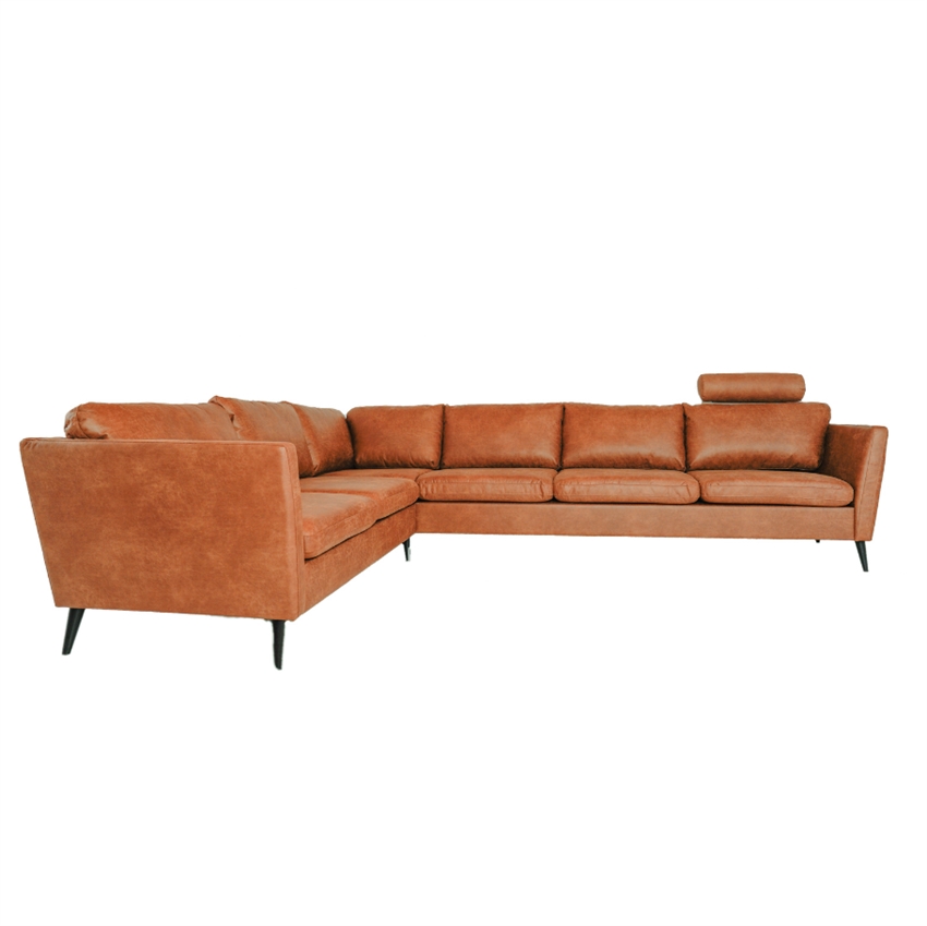 Jakob Hjørnesofa  Cognac Sorte Ben