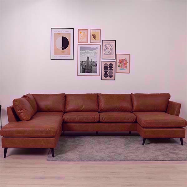 Jakob Sofa Med Højrevendt Chaiselong Cognac