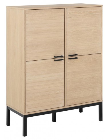 Kensington Vitrineskab Metal Egetræsfinr H120 Sort Hvidpigmenteret