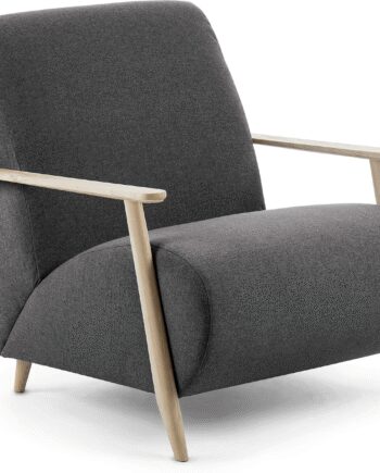 Lænestol Armstol Kave Home Meghan Sort Natur Polstret Varese Stof Asketræ Wenge Finish Anti Plet