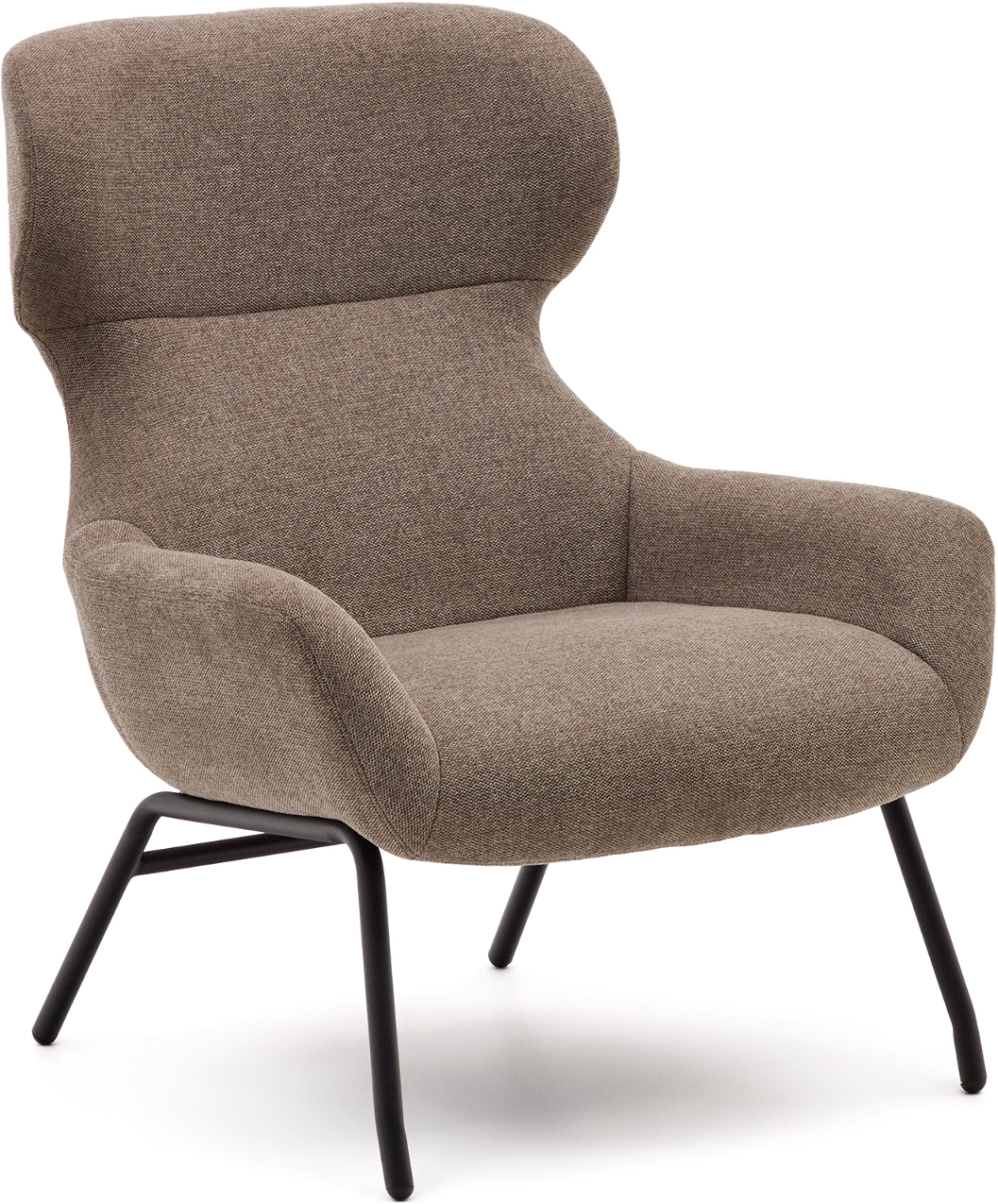 Lænestol Kave Home Belina Lysebrun Chenille Med Sort Metalstel H97xb78xl86