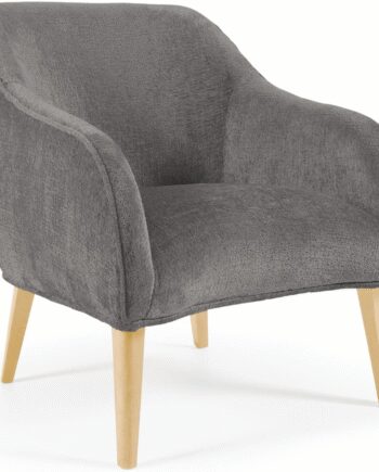 Lænestol Kave Home Bobly Grå Chenille Med Ben Massiv Bøg 80x65x75