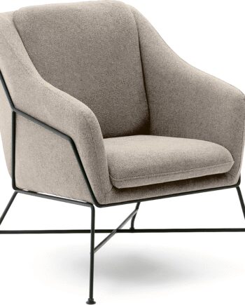 Lænestol Kave Home Brida Polstret Stof Beige Med Sort Stel