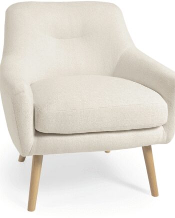 Lænestol Kave Home Candela Hvid Shearling Med Massivt Bøgetræ Bæredygtig Klassificeret Rustik Kolonial Nordisk Stil