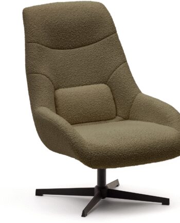 Lænestol Kave Home Celida Dyb Grøn Med Sort Metalstel Shearling Effekt