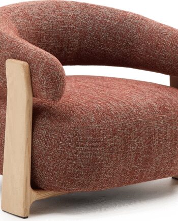 Lænestol Kave Home Granite Terracotta Chenille Fsc Asketræ Ben Rustik Bæredygtig Hvilestol