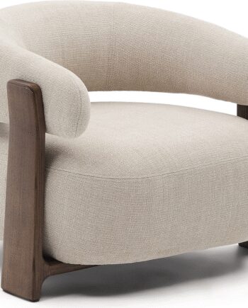Lænestol Kave Home Granite Tone Beige Chenille Med Asketræsben