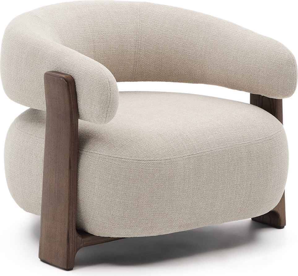 Lænestol Kave Home Granite Tone Beige Chenille Med Asketræsben