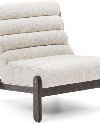 Lænestol Kave Home Magira Lounge Stol Hvid Shearling Med Massivt Egetræ Moderne Nordisk Design