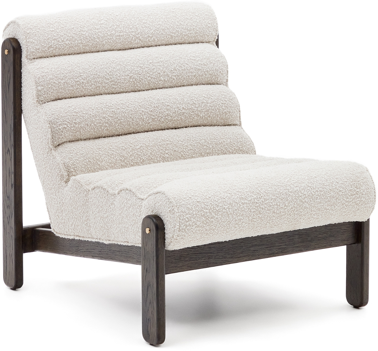 Lænestol Kave Home Magira Lounge Stol Hvid Shearling Med Massivt Egetræ Moderne Nordisk Design