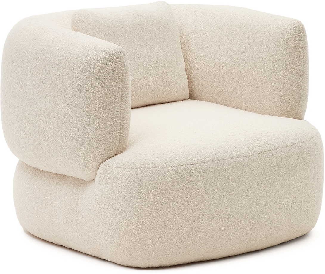 Lænestol Kave Home Martina Hvid Shearling Polstring Genanvendt Polyester H76b102l106