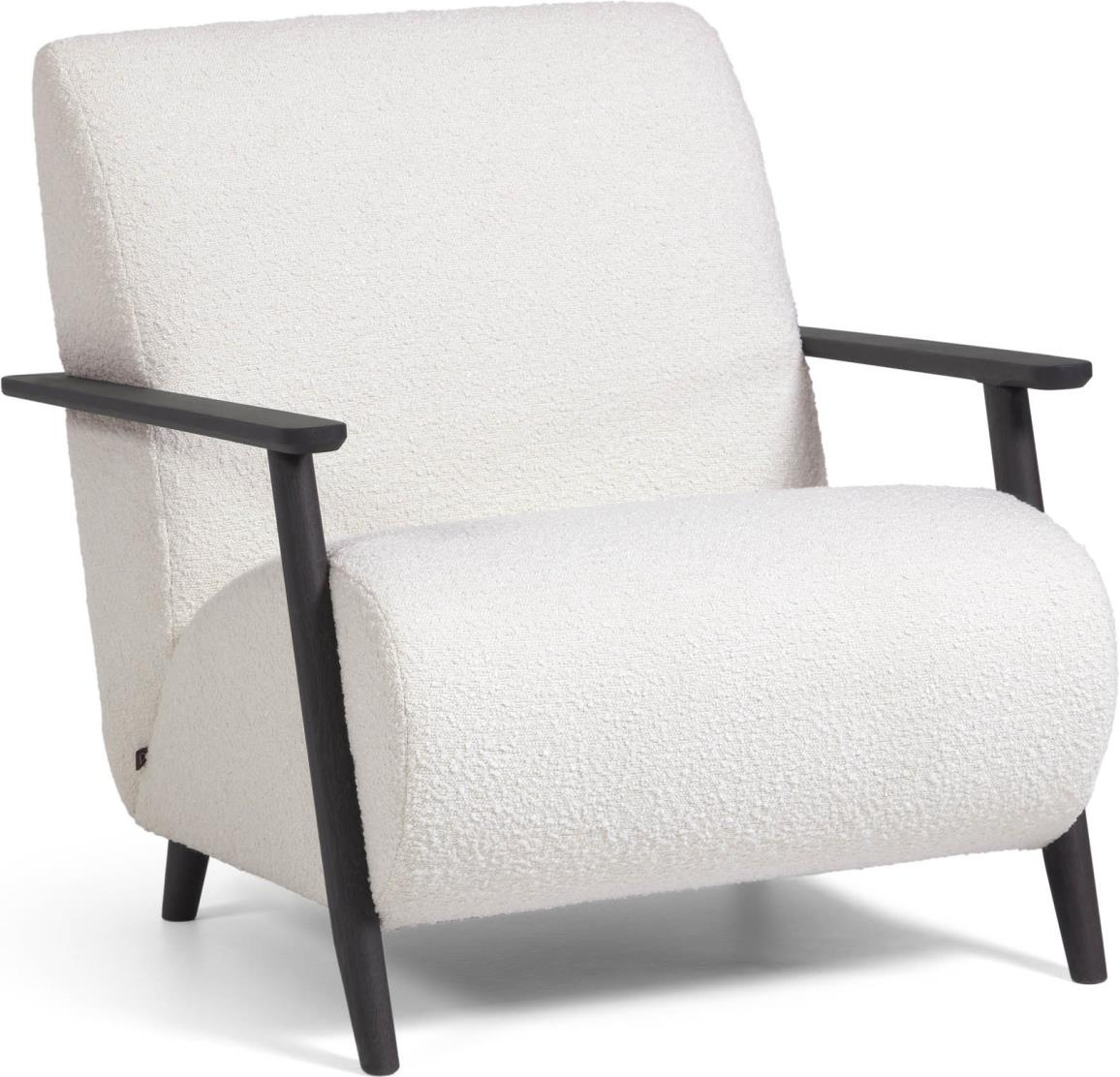 Lænestol Kave Home Meghan Hvid Sort Fleece Asketræ Wenge Nordisk Minimalisme