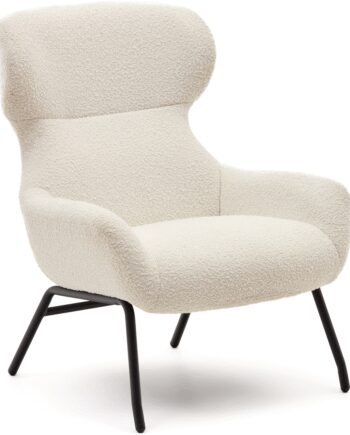 Lænestol Kave Home Zalina Beige Med Shearling Stof Sorte Metalben Moderne Nordisk Industri Design
