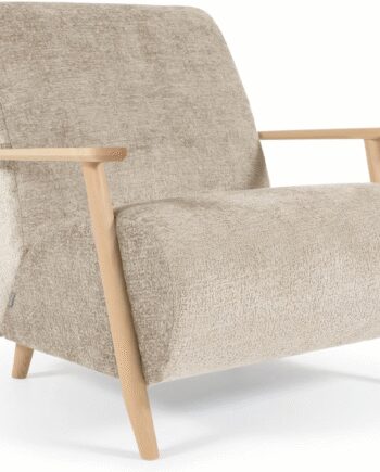 Lænestol Meghan Kave Home Beige Chenille Med Asketræsramme Miljøvenlig