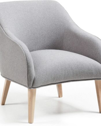 Lænestol Relaxstol Kave Home Bobly Nordisk Design Grå Natur Plettebestandigt Teflon Behandlet Varese Stof Massivt Bøgetræ Ben