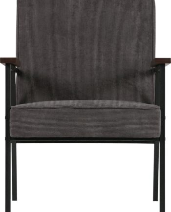 Lænestol Woood Sally Antracitgrå Ribbet Polyester Nylon Sort Metalramme H87xb65xd82