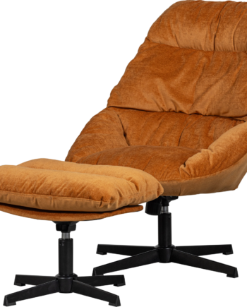 Lænestol Woood Yaro Med Fodskammel Rust Chenille 100 Polyester Metalstel