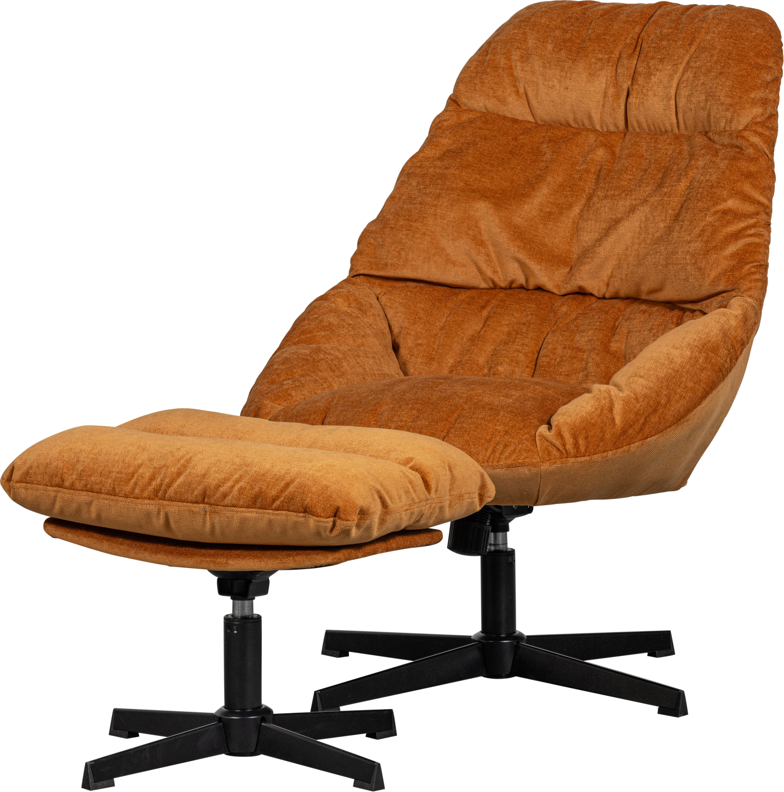 Lænestol Woood Yaro Med Fodskammel Rust Chenille 100 Polyester Metalstel