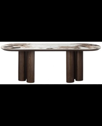 Langford Ovalt Spisebord Egetræsfinr Mdf Keramik 230 110 Brun Brun Marmor