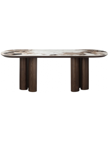 Langford Ovalt Spisebord Egetræsfinr Mdf Keramik 230 110 Brun Brun Marmor