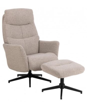London Rotrbar Lænestol Med Skammel Metal Polyester H112 Sort Beige