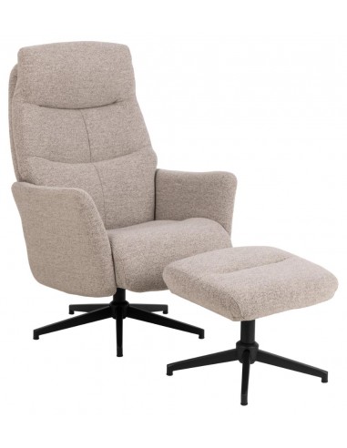 London Rotrbar Lænestol Med Skammel Metal Polyester H112 Sort Beige