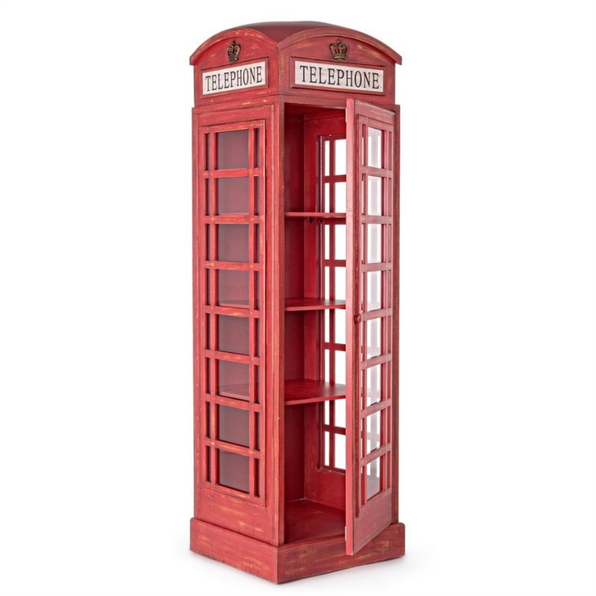 London Telefonboks Vitrineskab  180 Højt Glaslåger