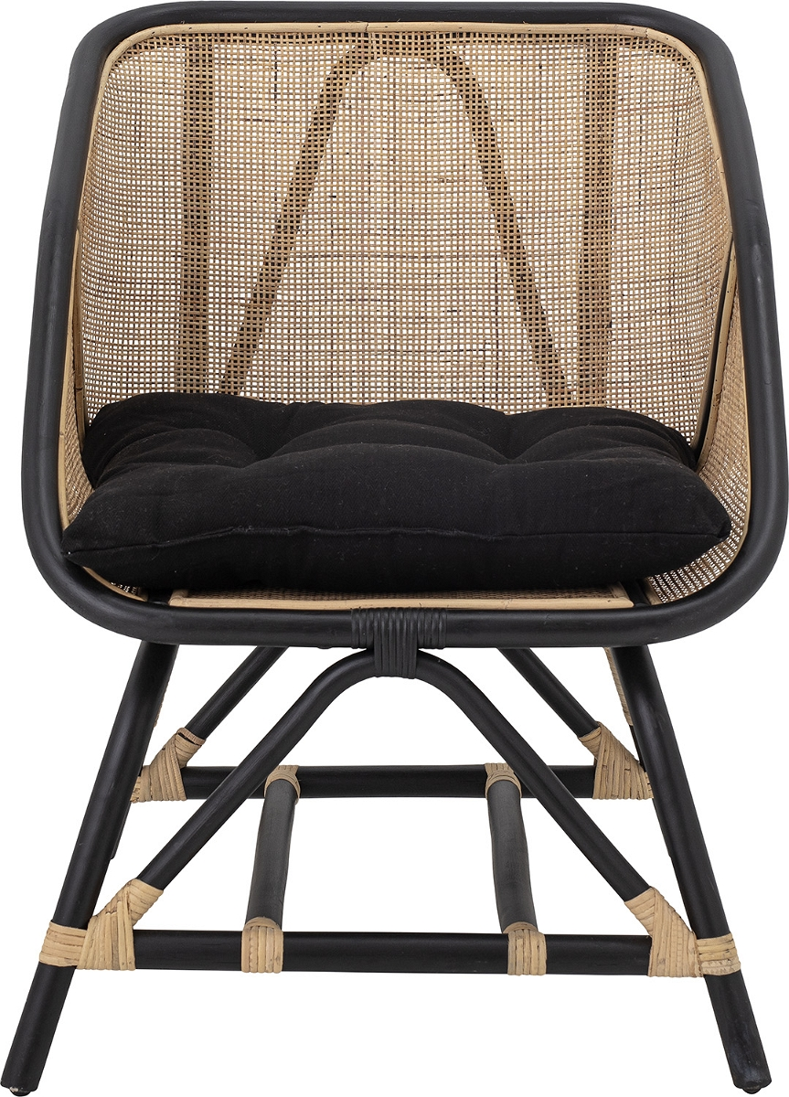 Loungestol Bloomingville Loue Lænestol Sort Naturlig Rattan Med Hynde H80 B65 L71
