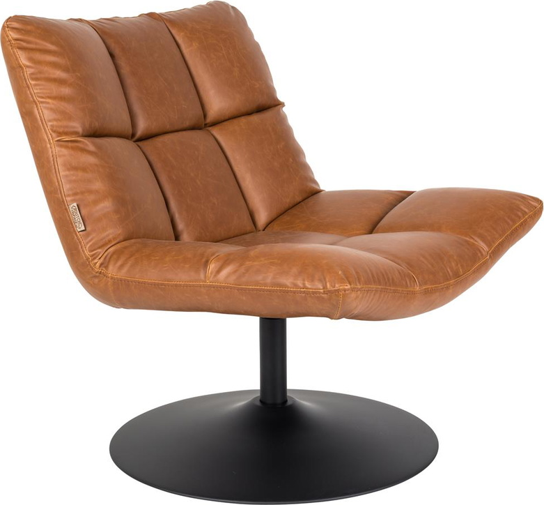 Loungestol Dutchbone Bar Rødbrun Læder Lænestol Med Vintage Look Drejefunktion Stålfod