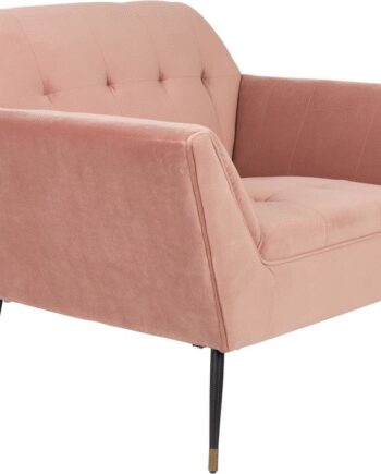 Loungestol Lænestol Dutchbone Kate Støvet Rosa H80b95l79 Art Deco Design Med Sorte Jernben