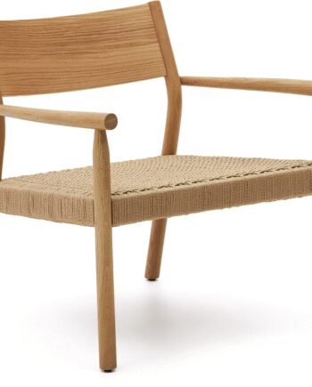 Loungestol Lænestol Kave Home Yalia Fsc Certificeret Egetræ Natur Med Håndflettet Papirreb