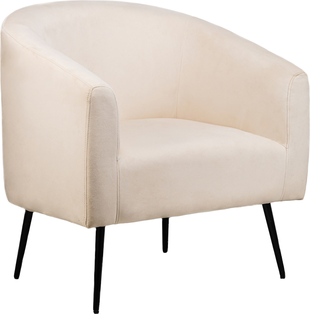 Loungestol Lænestol Kiruna Fra Nordlys Furniture Beige Oeko Tex Fløjl Med Sorte Metalben Skandinavisk Design