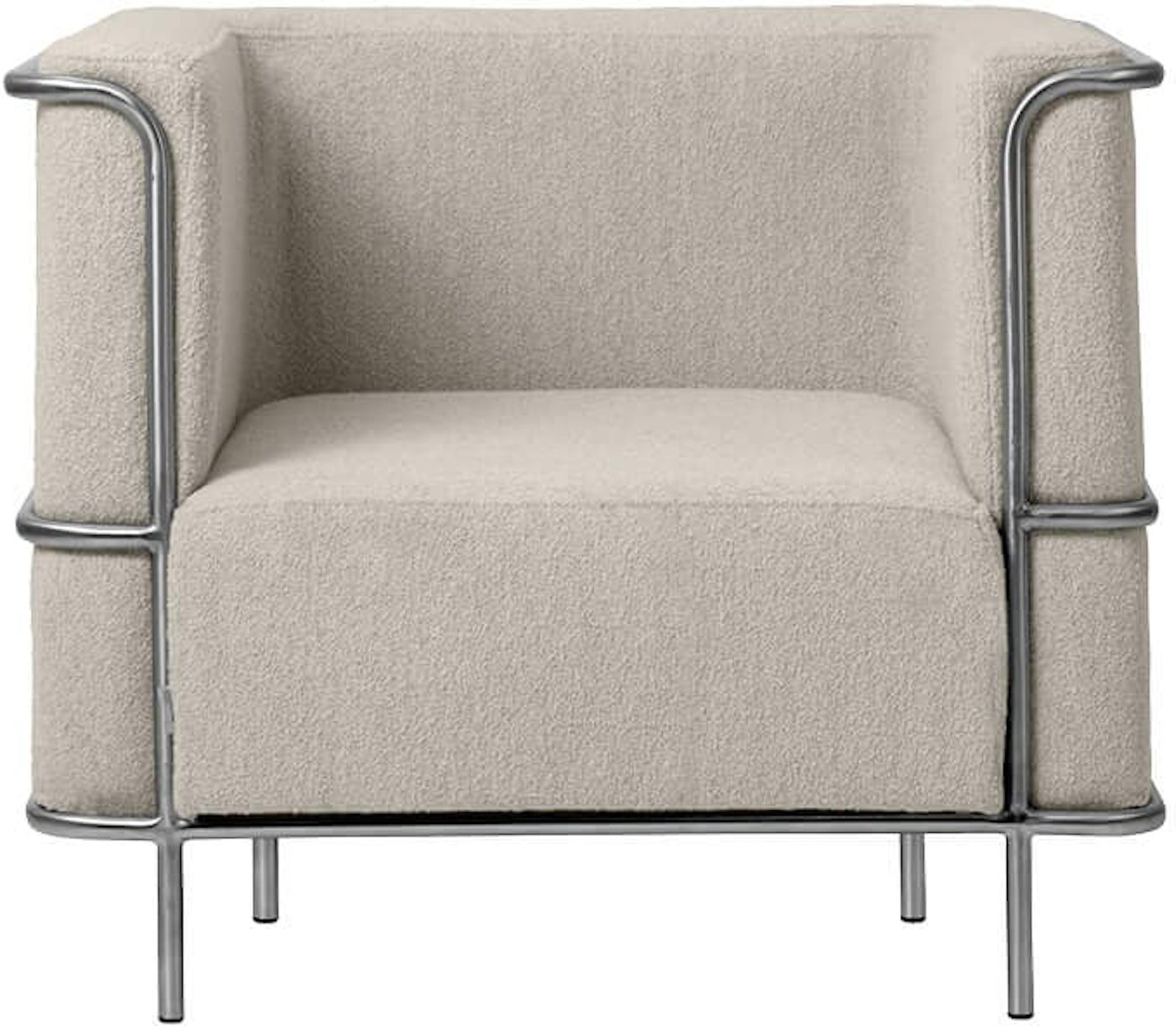 Loungestol Lænestol Kristina Dam Modernist Beige Boucl Med Rustfrit Stål
