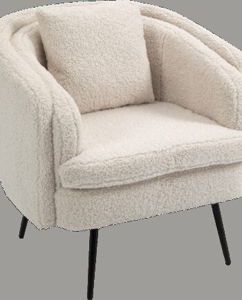 Loungestol Lænestol Nordlys Furniture Duke Boucl Hvid Med Sorte Metalben H80xb85xd82