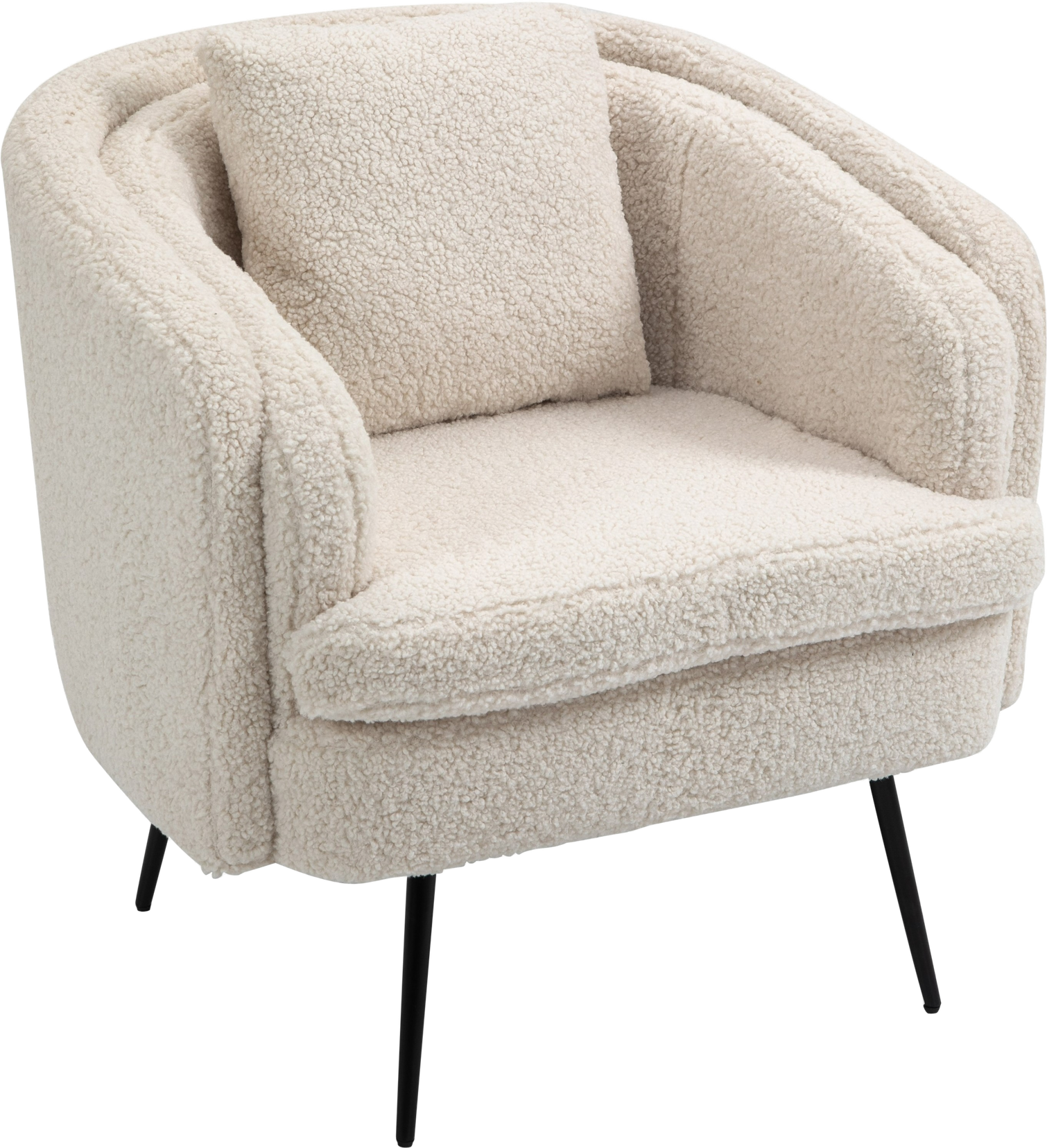 Loungestol Lænestol Nordlys Furniture Duke Boucl Hvid Med Sorte Metalben H80xb85xd82