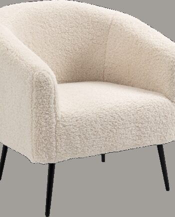 Loungestol Lænestol Nordlys Furniture Kiruna Hvid Boucl Med Skulpturelle Kurver Komfortskum Sorte Metalben