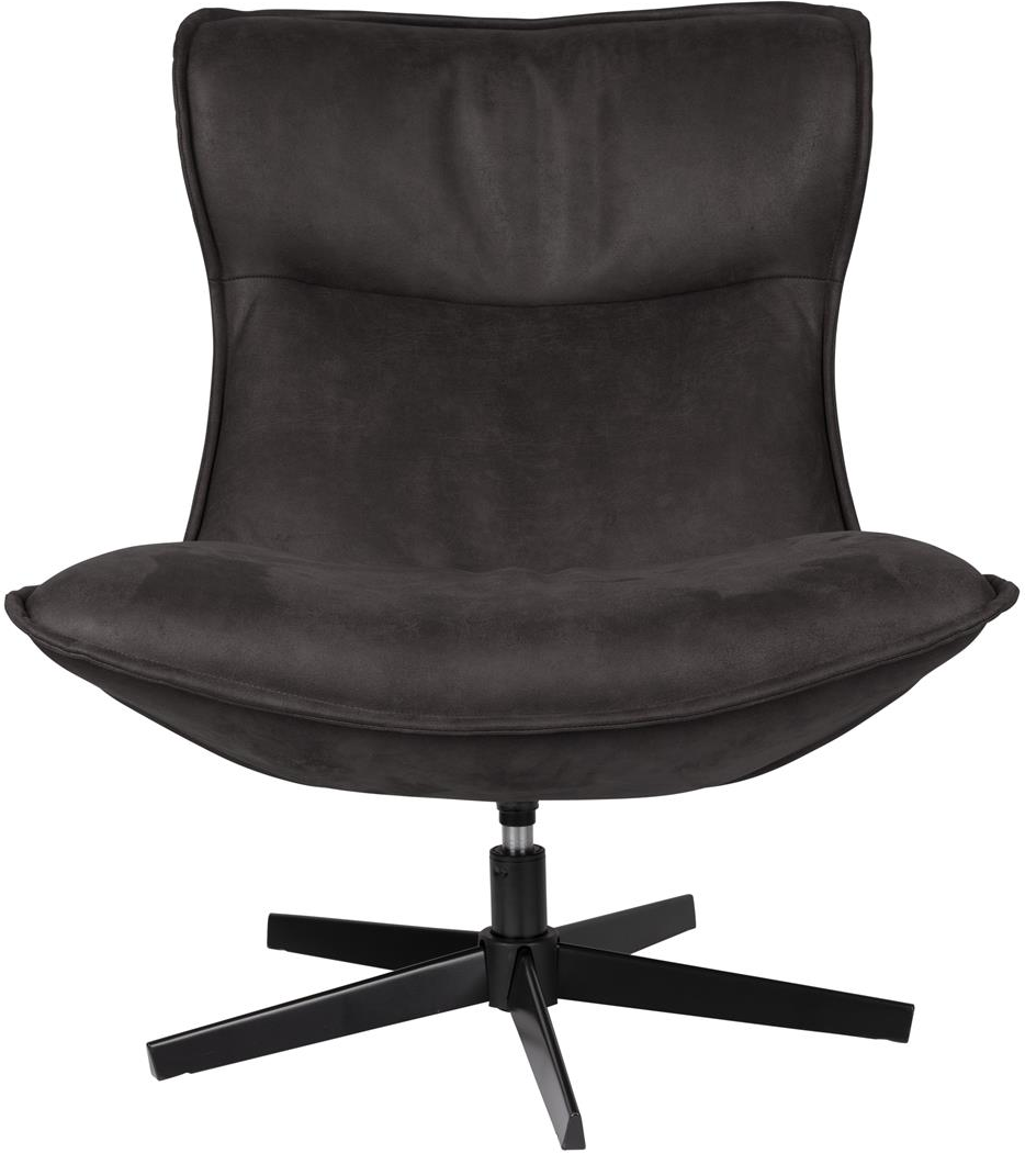 Loungestol Lænestol Studio White John Antracit Læder 92x81 Drejelig Med Metalstel