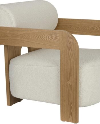 Loungestol Lænestol Zuiver Oolong Boucl Polyester Lysgrå Med Asketræsfod H76 B72 L90