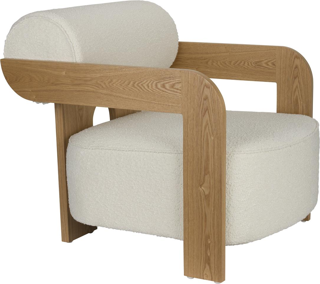 Loungestol Lænestol Zuiver Oolong Boucl Polyester Lysgrå Med Asketræsfod H76 B72 L90