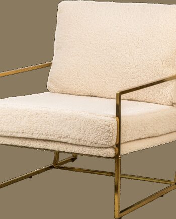Loungestol Nordlys Furniture Viborg Boucl Hvid Med Guldfinish Elegant Lænestol Til Stue Soveværelse