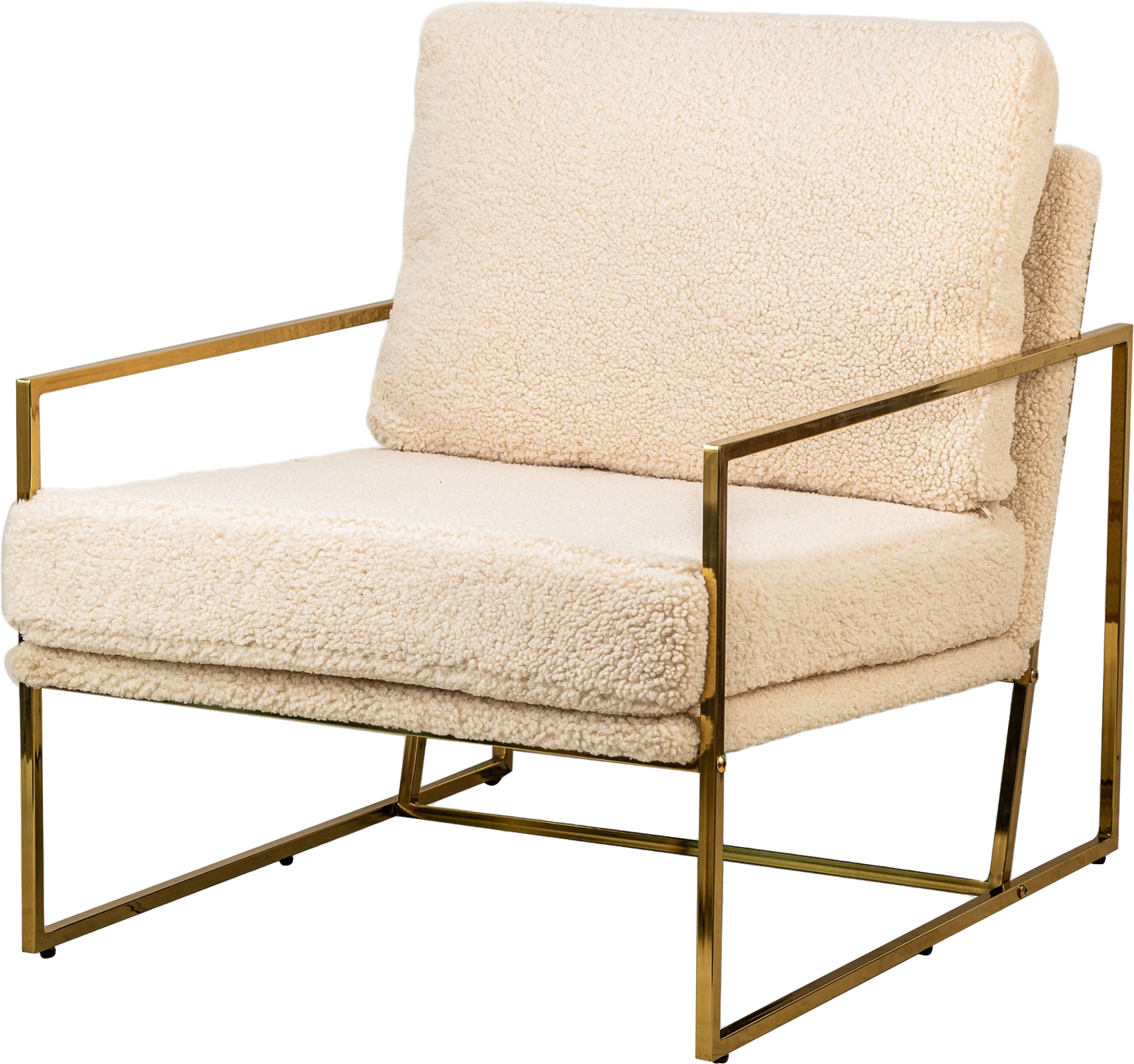 Loungestol Nordlys Furniture Viborg Boucl Hvid Med Guldfinish Elegant Lænestol Til Stue Soveværelse