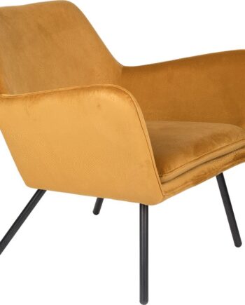 Loungestol Studio White Bon Karamel Lænestol Stof Læder Metalbase 76x78x80