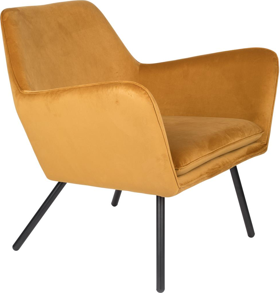 Loungestol Studio White Bon Karamel Lænestol Stof Læder Metalbase 76x78x80