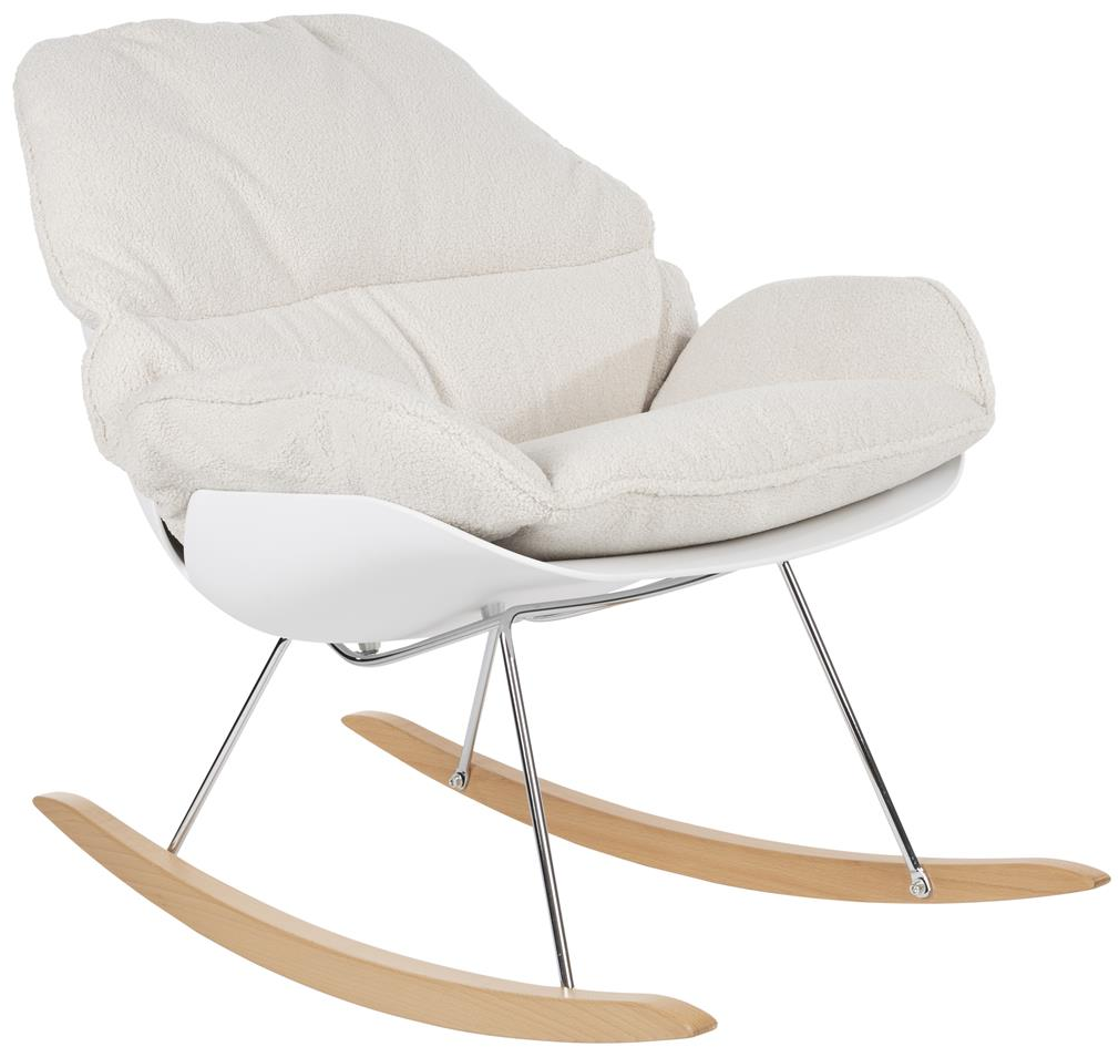 Loungestol Studio White Rocky Lænestol Perlemor Stof Bøgtræ Jern B76d98h84