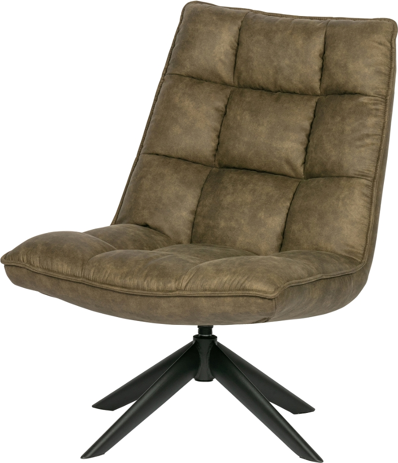 Loungestol Woood Jouke Drejestol Grøn Polyester Lænestol Med Sort Metalbase