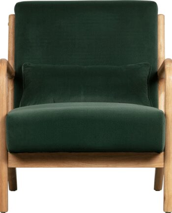 Loungestol Woood Mark Grøn Retro Chik Lænestol Mat Fløjl Polyester