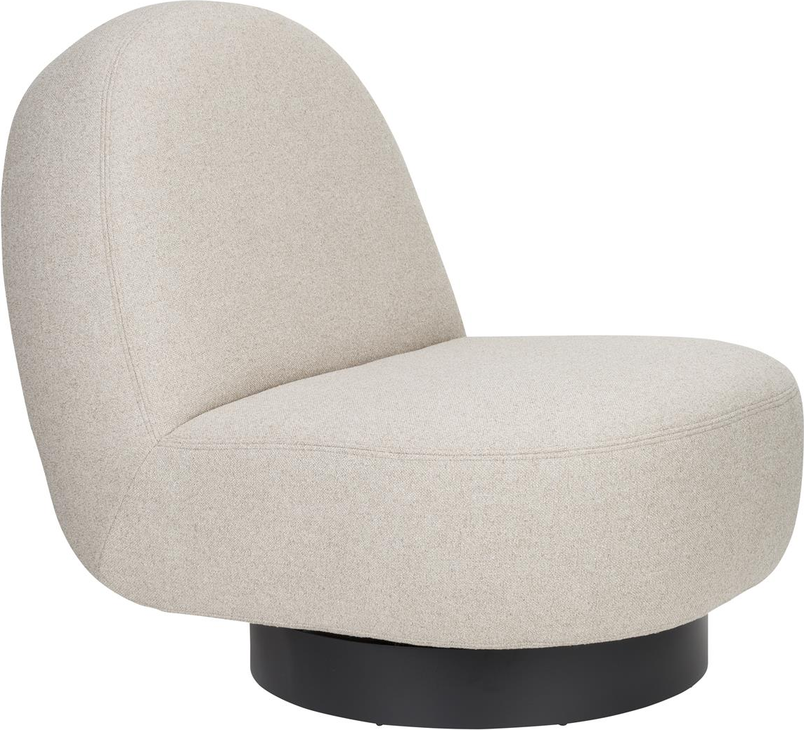 Loungestol Zuiver Eden Lænestol Lysgrå Polyester Med Sort Drejebase 8578