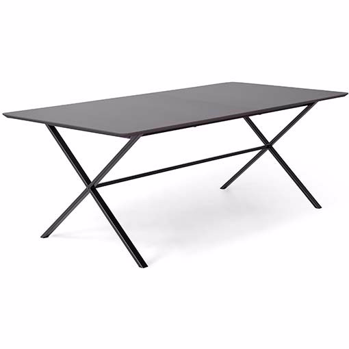 Meza Hammel Rounded Spisebord 210 100 Grafit Sort Krydsstel