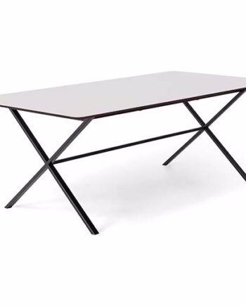 Meza Hammel  Rounded Spisebord 210 100  Hvid Laminat Sort Krydsstel
